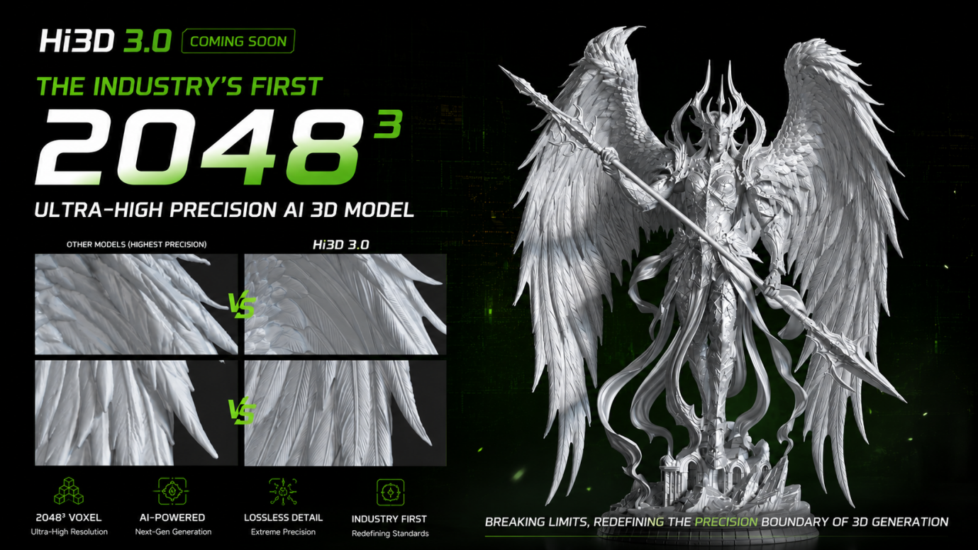 The industry's first 2048³ ultra-high-precision AI 3D model generation